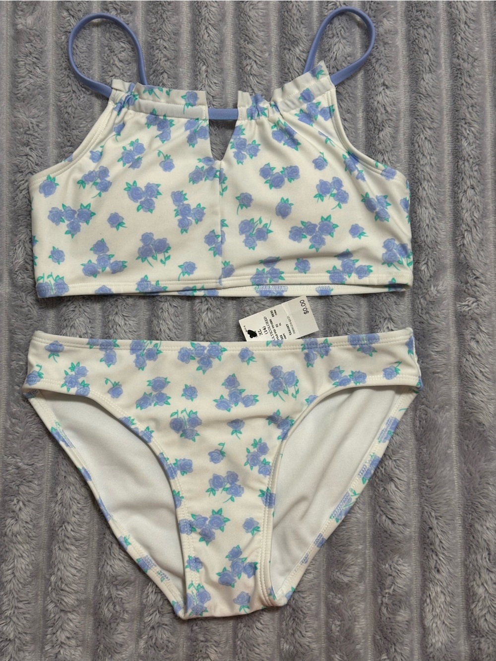 art class White Girls Floral Two-Piece Swim Set with Lavender Flowers